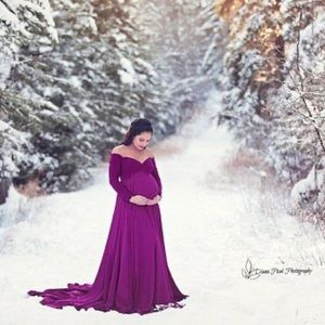 Magenta silk faries maternity dress